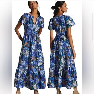 Anthropologie The Somerset Maxi Dress sapphire Sz. Small